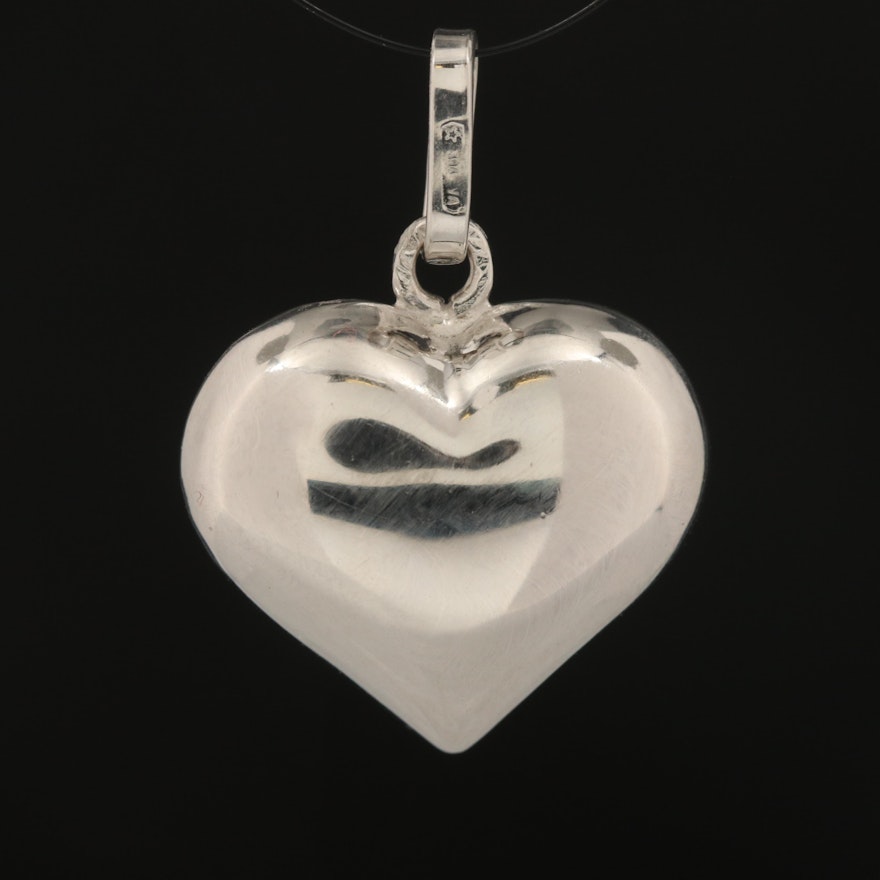 18K Puff Heart Pendant