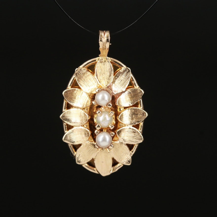 14K Pearl Oval Pendant