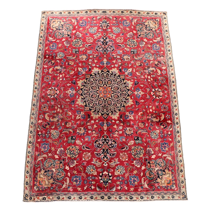 7'1 x 10'4 Hand-Knotted Persian Mashhad Area Rug