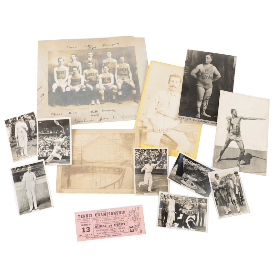 Sports Photographs, Cards, and Postcard, Late 19th to Mid 20th C.