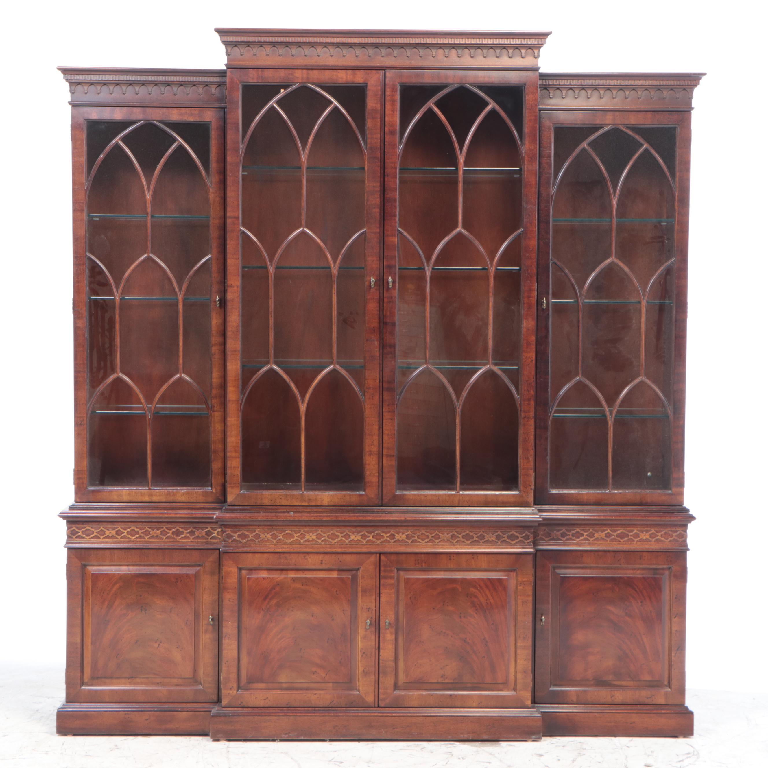 Henredon George III Style Mahogany Breakfront China Cabinet