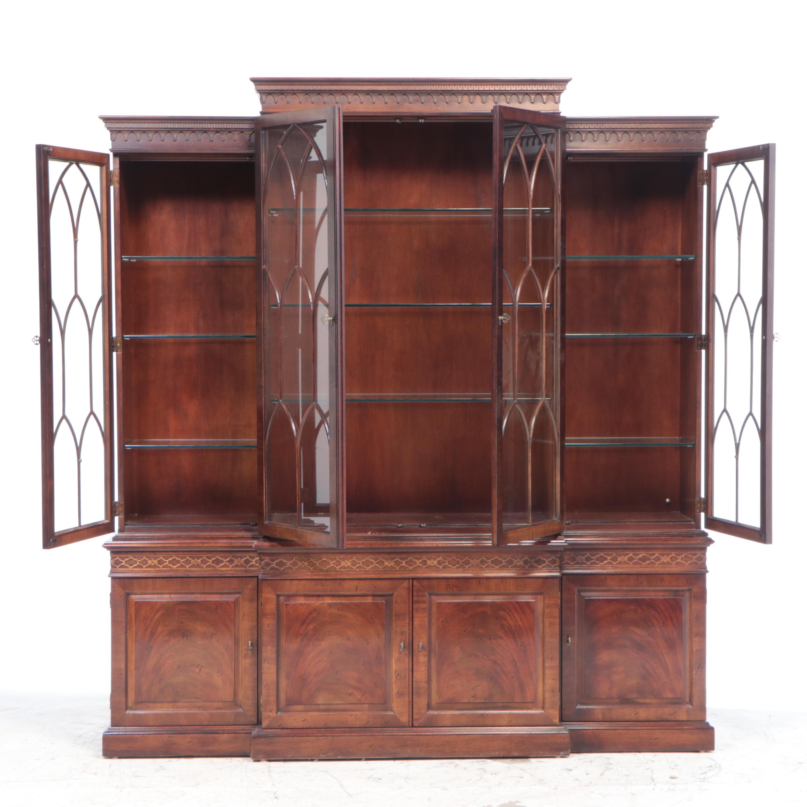 Henredon George III Style Mahogany Breakfront China Cabinet