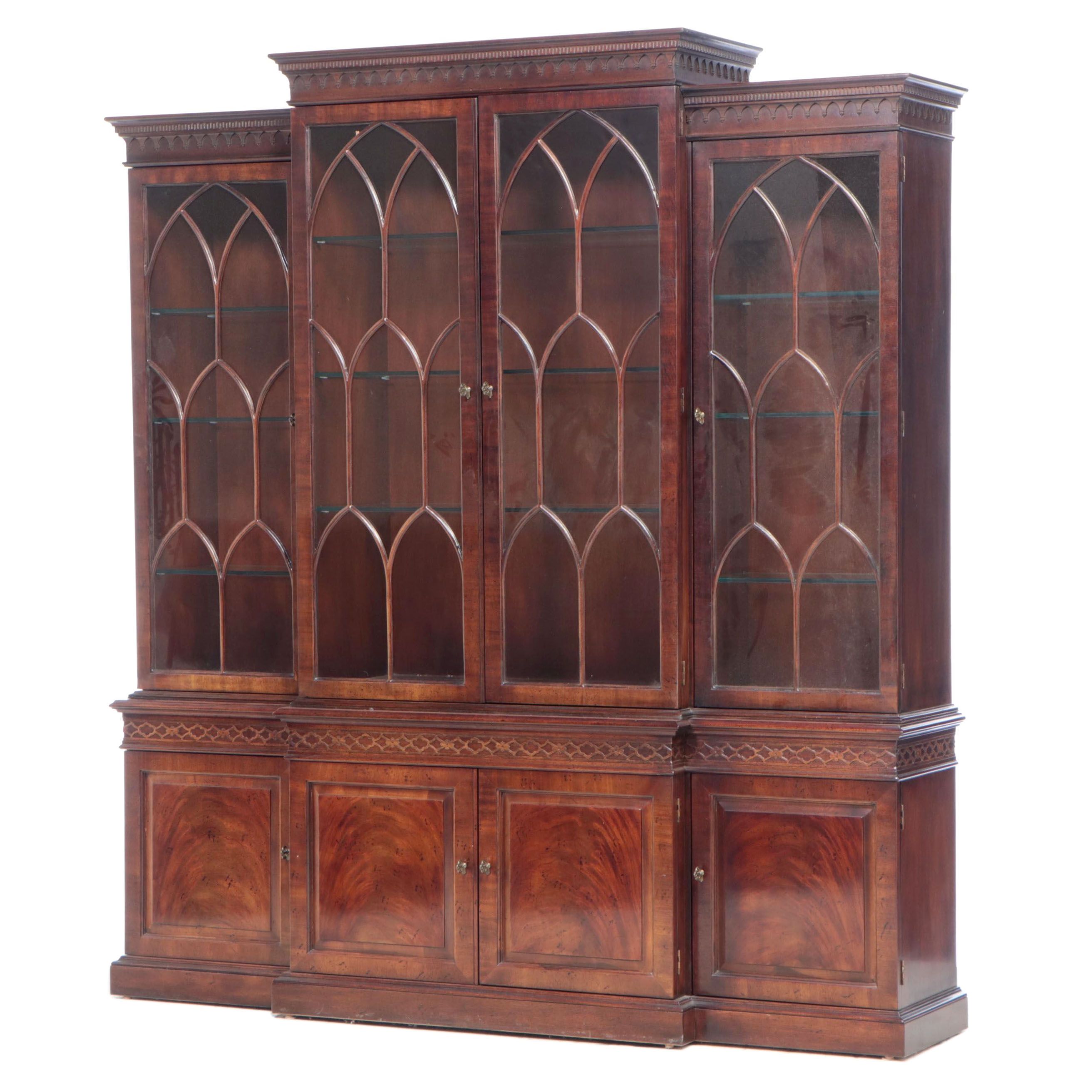 Henredon George III Style Mahogany Breakfront China Cabinet