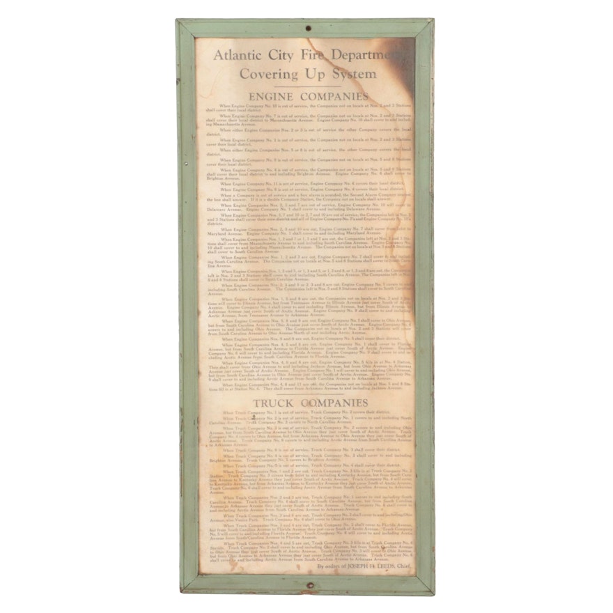 Atlantic City Fire Department Engine Coverage Protocols in Wooden Frame