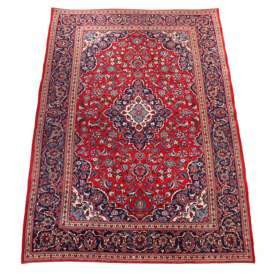 8' x 11'6 Hand-Knotted Persian Kashan Area Rug