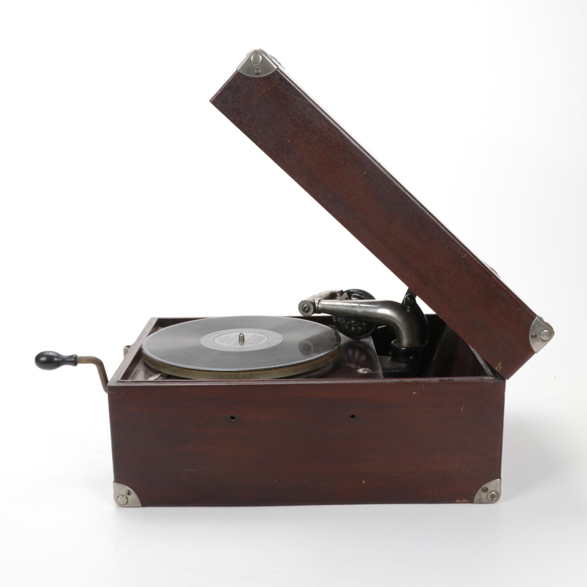 Victor Talking Machine "Suit-Case" VV-50 Portable Hand Crank Record Player, 1923
