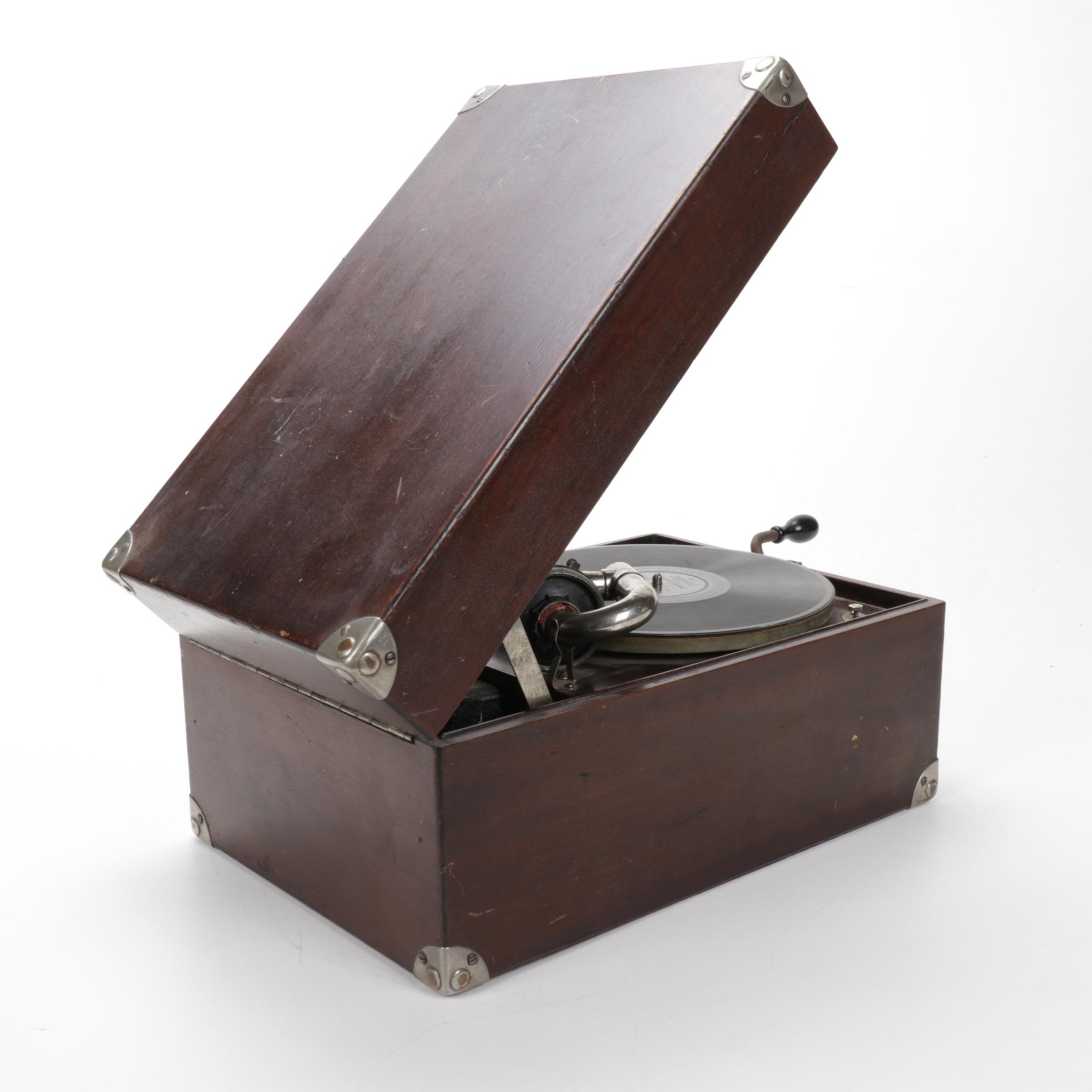 Victor Talking Machine "Suit-Case" VV-50 Portable Hand Crank Record Player, 1923