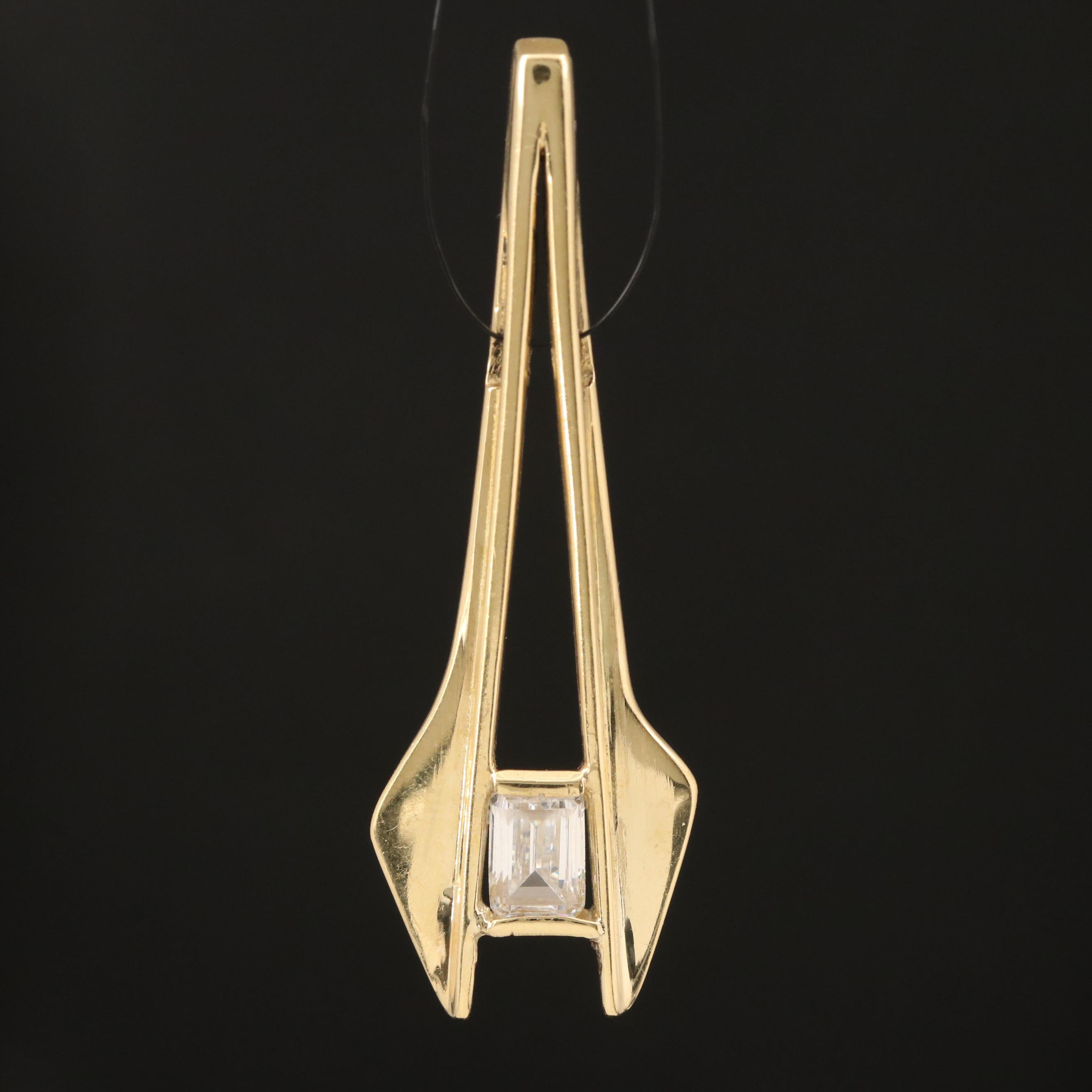 Modern 18K Cubic Zirconia Pendant