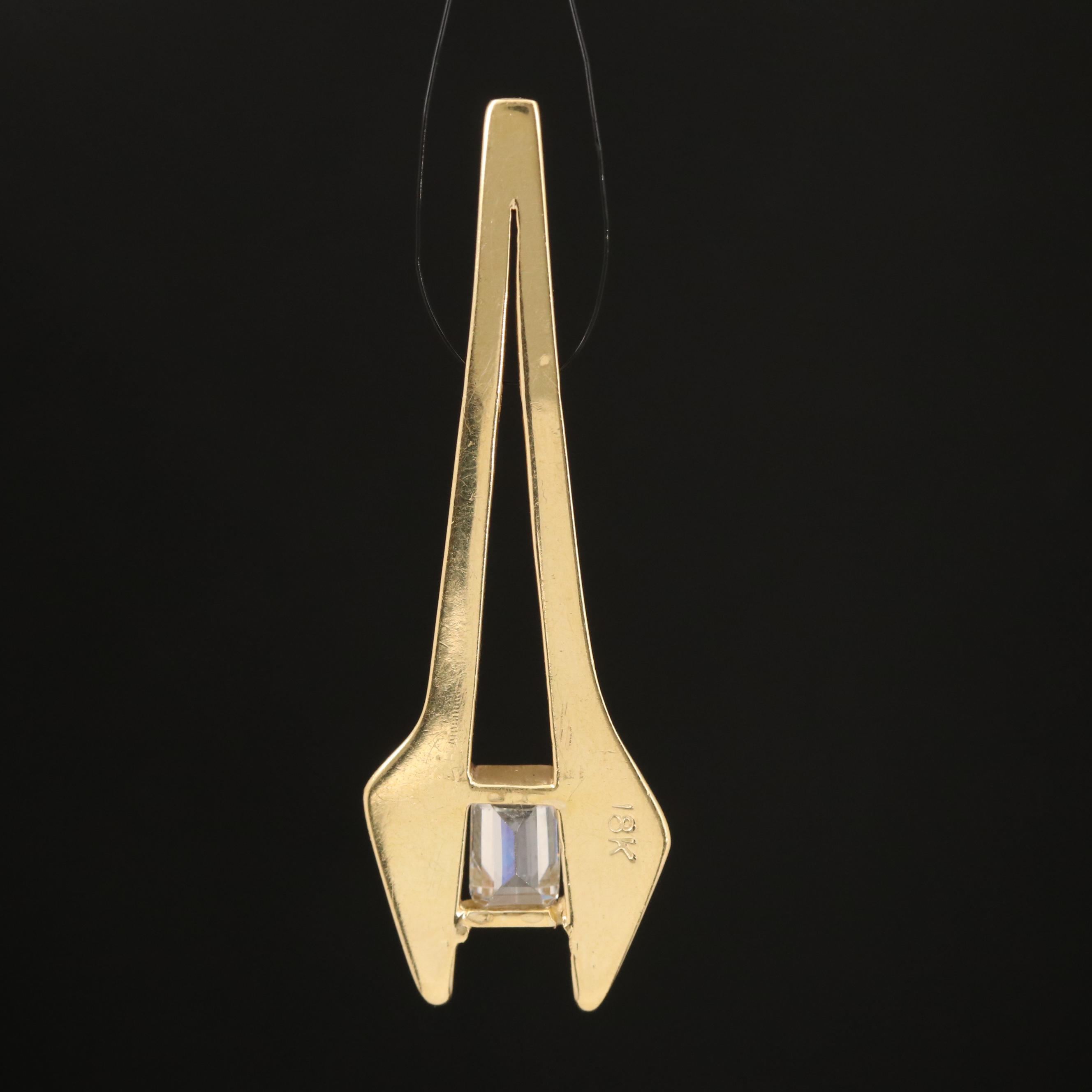 Modern 18K Cubic Zirconia Pendant