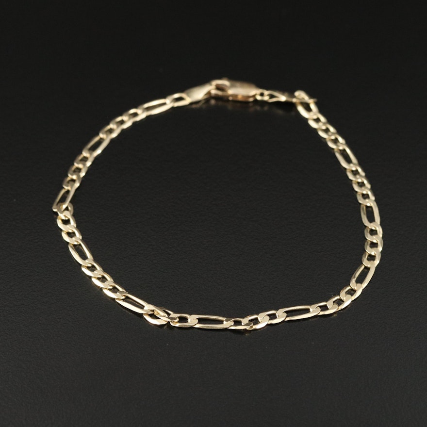 Italian 14K Figaro Chain Bracelet