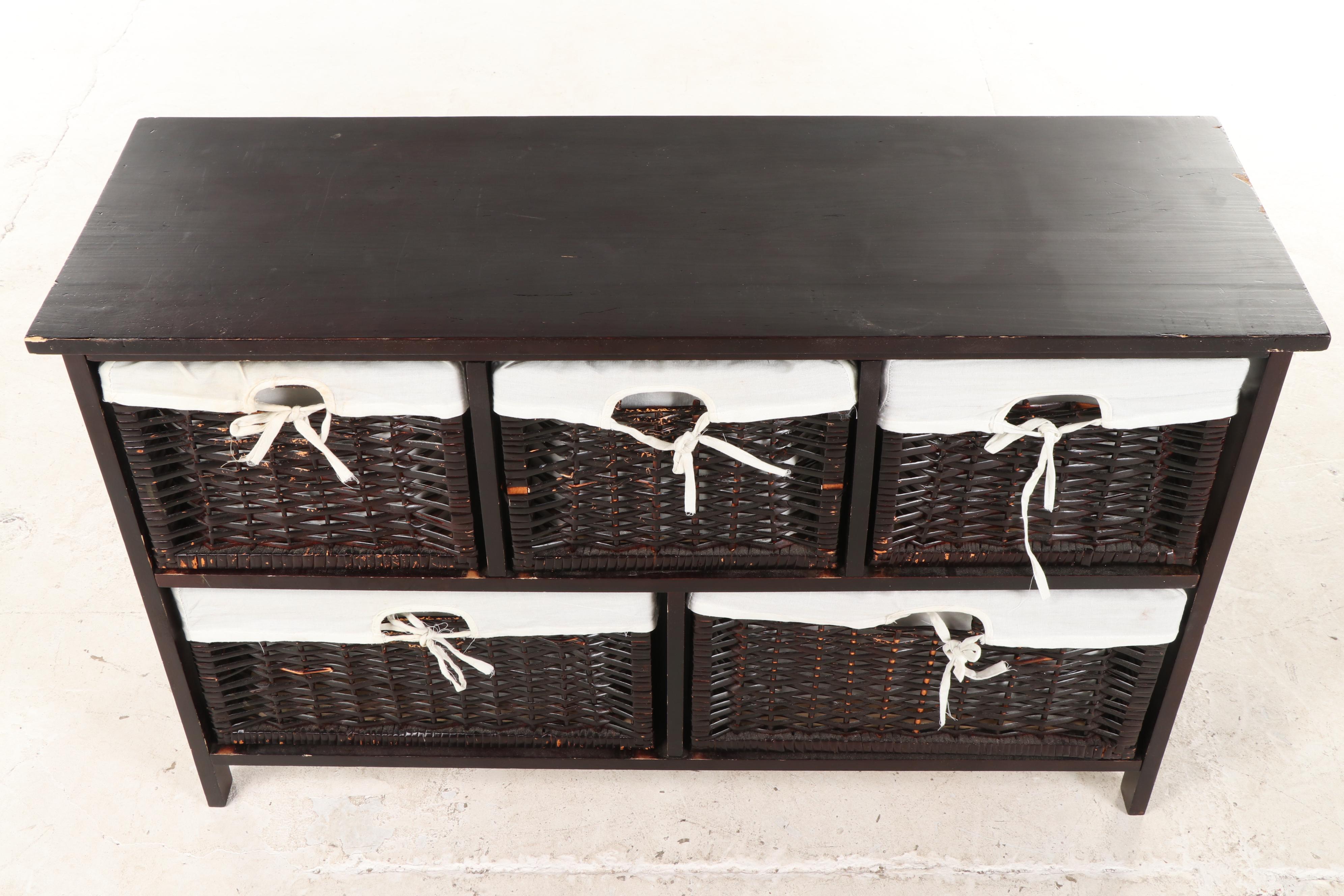 Contemporary Five-Basket Storage Console