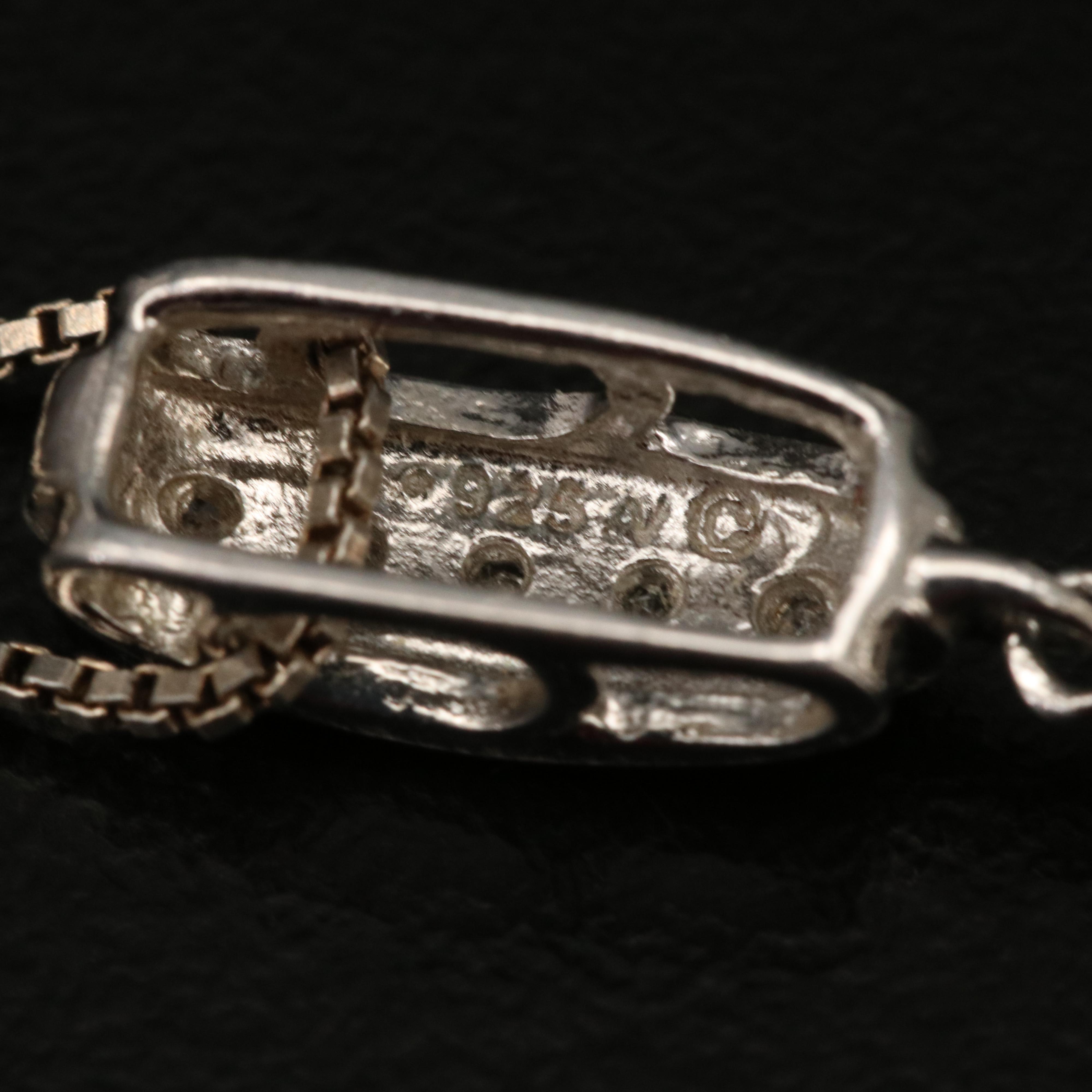 Sterling Pearl and Diamond Pendant Necklace