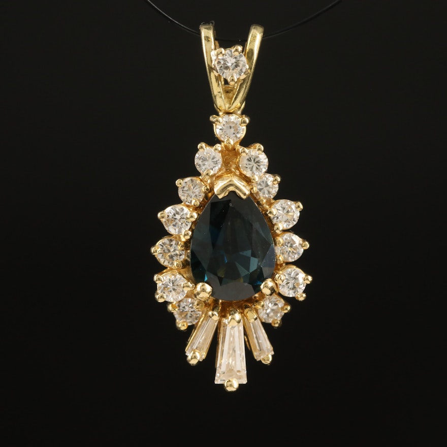 18K 1.01 CTW Sapphire and Diamond Pendant