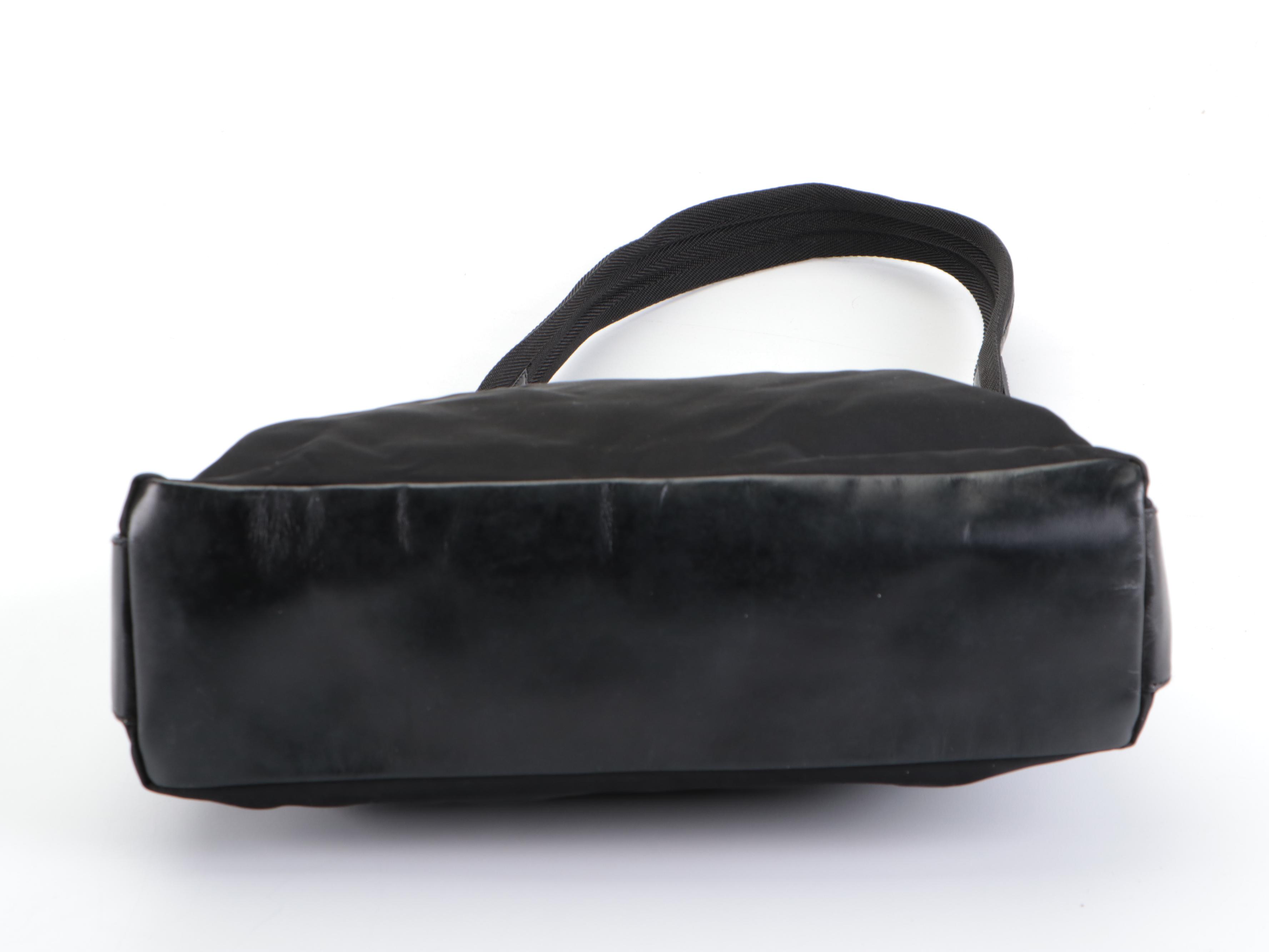 Prada Black Tessuto Nylon and Leather Shoulder Bag