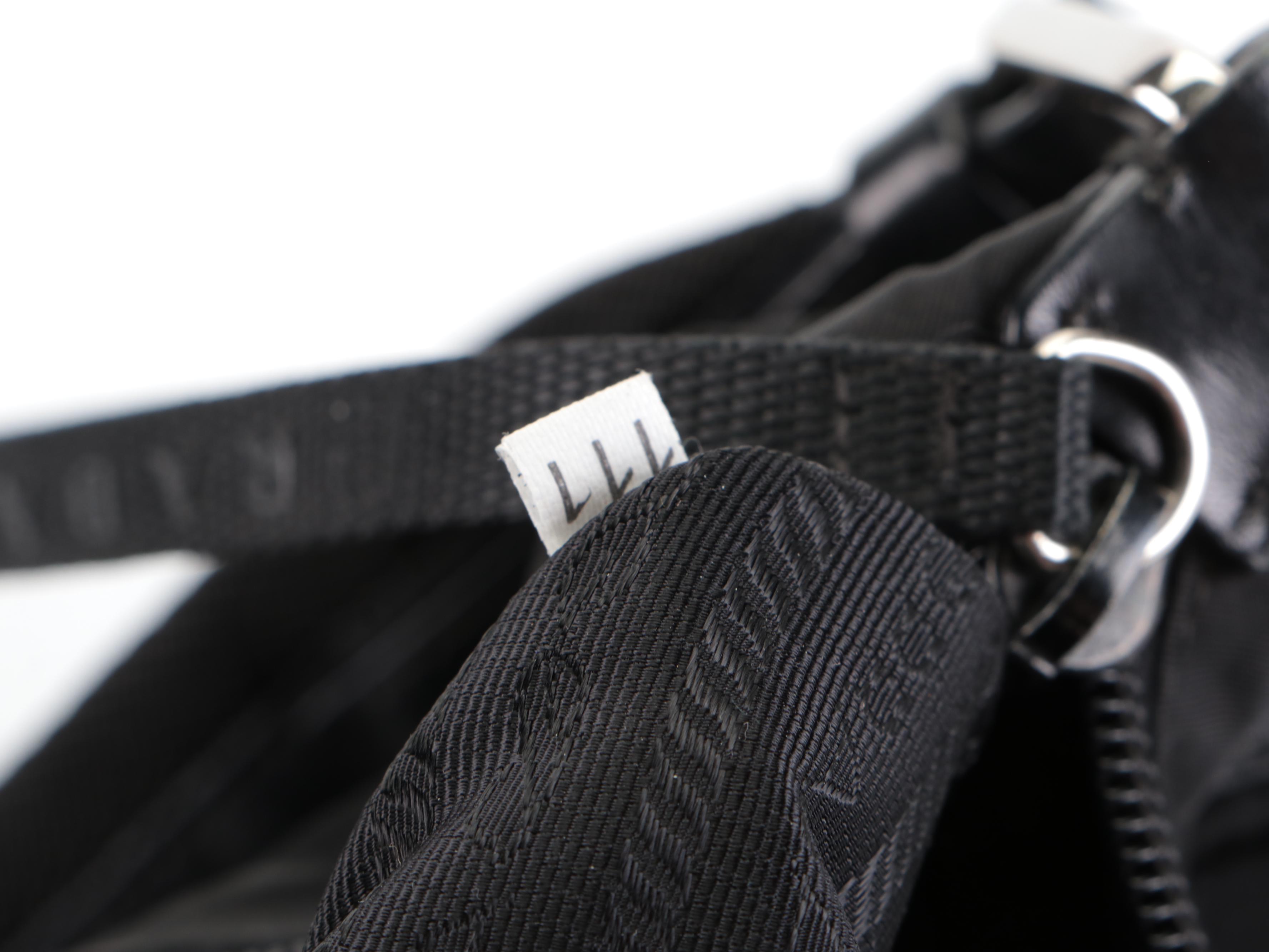 Prada Black Tessuto Nylon and Leather Shoulder Bag