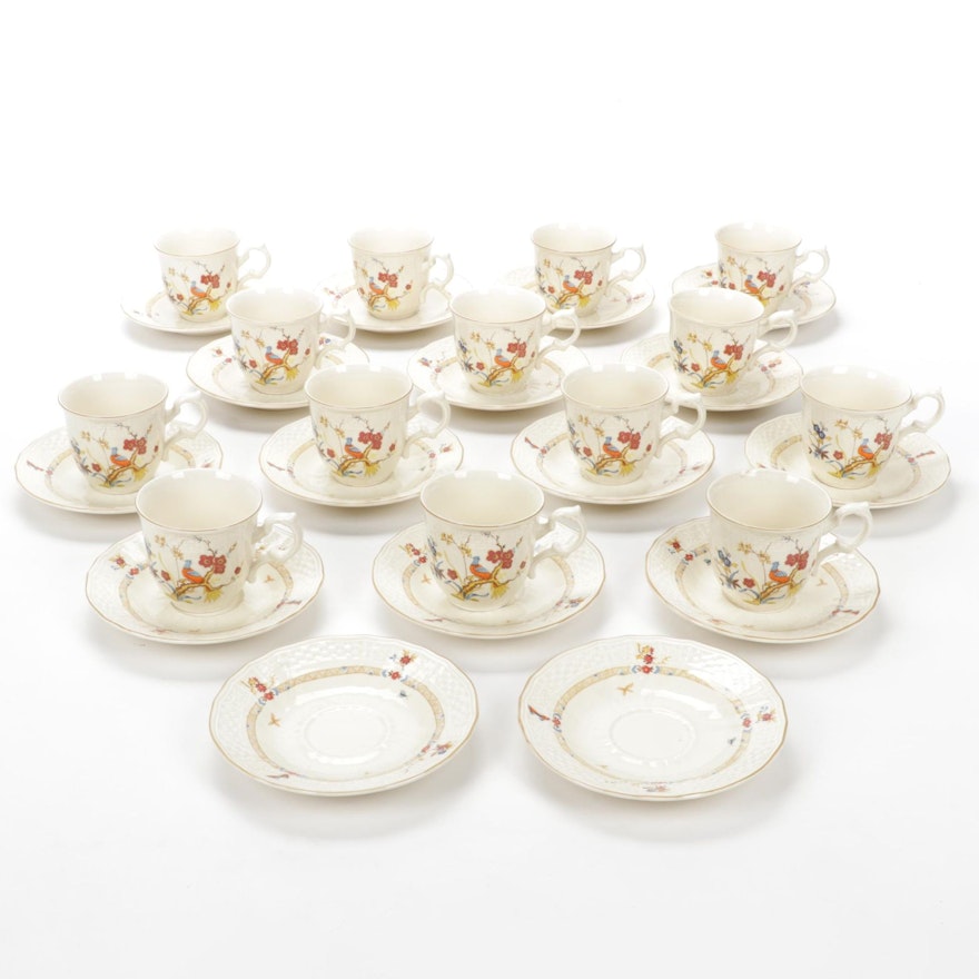 Mikasa "Shangri-la" Fine Ivory China Teacups and Saucers, 1979-1982