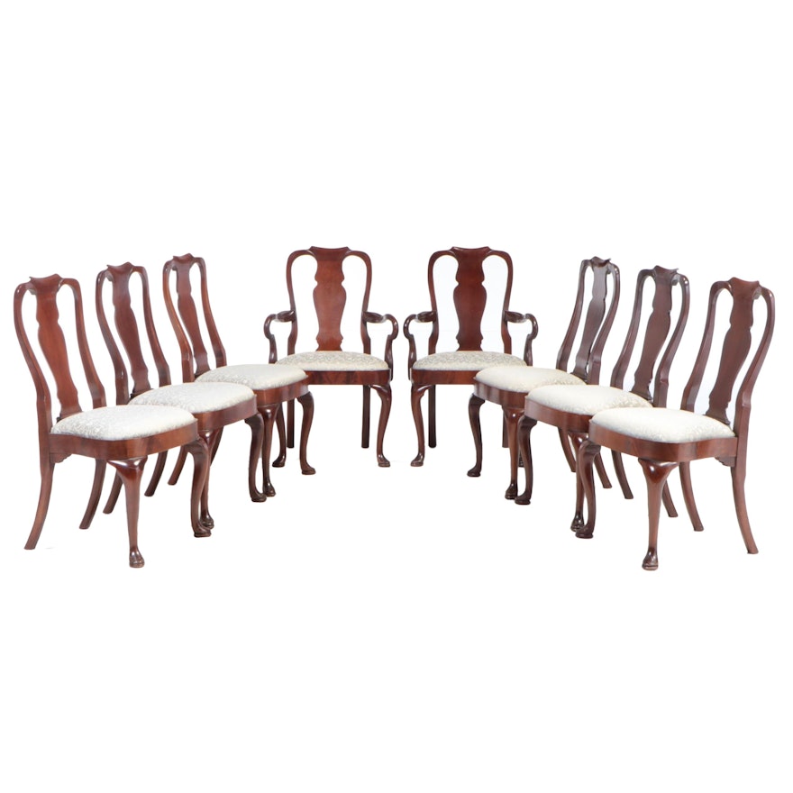 Eight Queen Anne Style Mahogany Dining Chairs