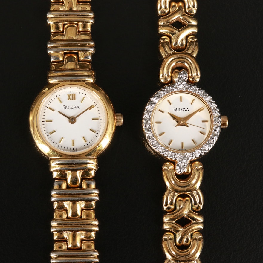 Bulova Quartz Wristwatches Featuring A Diamond Bezel