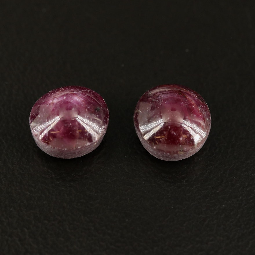 Loose 6.82 CTW Matched Pair Star Rubies