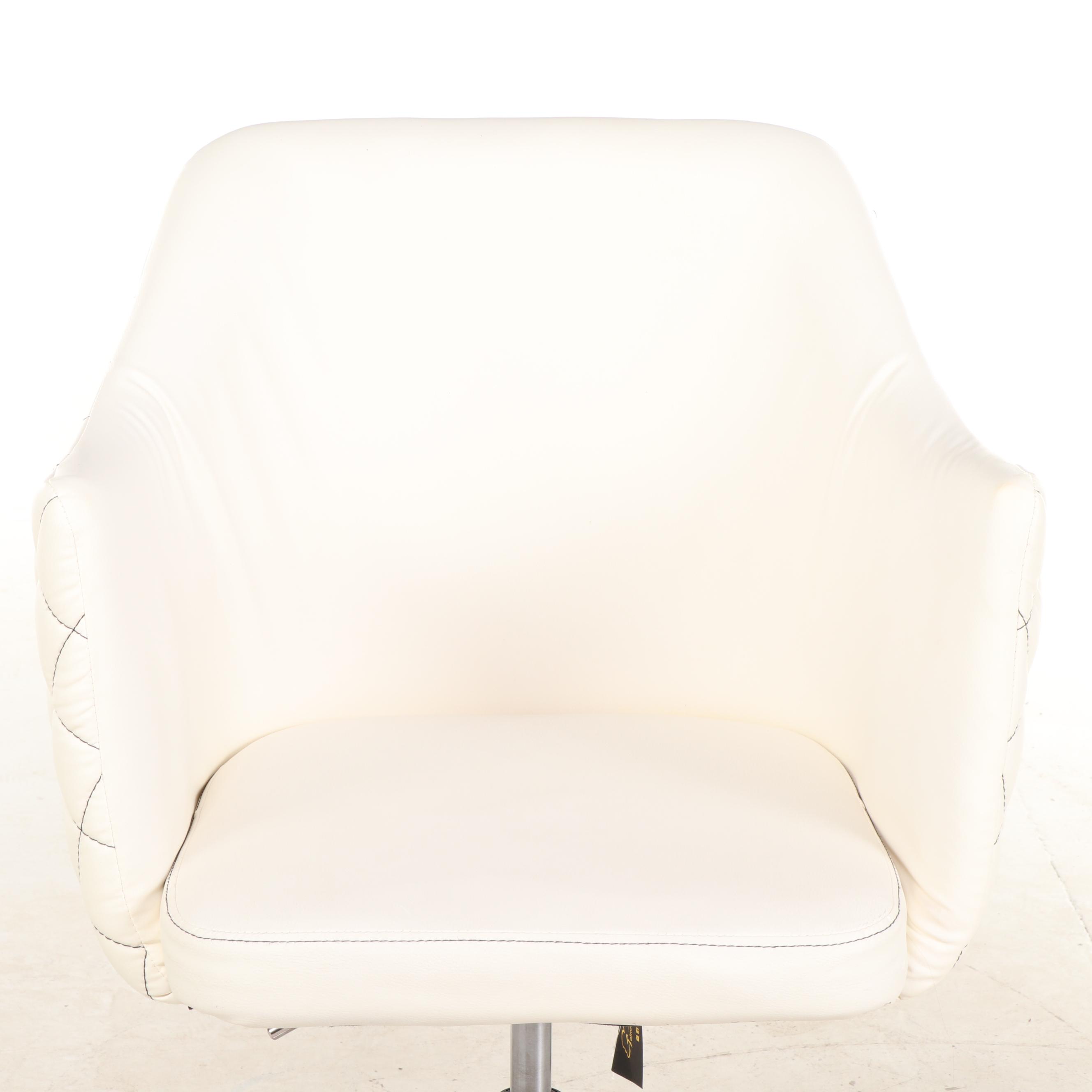 Tainoki Fine Furniture Chrome and Faux-Leather Adjustable Swivel Desk Chair