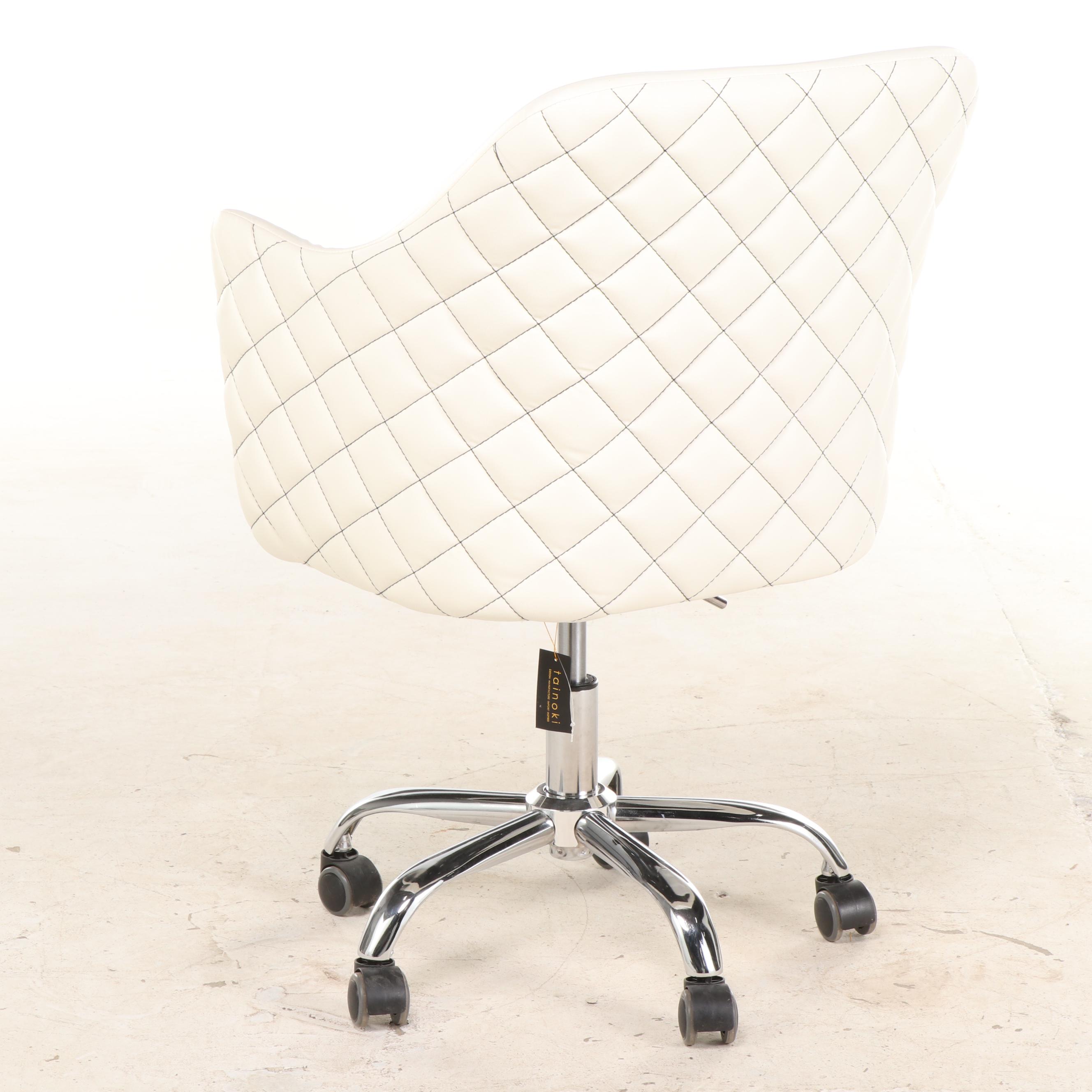 Tainoki Fine Furniture Chrome and Faux-Leather Adjustable Swivel Desk Chair