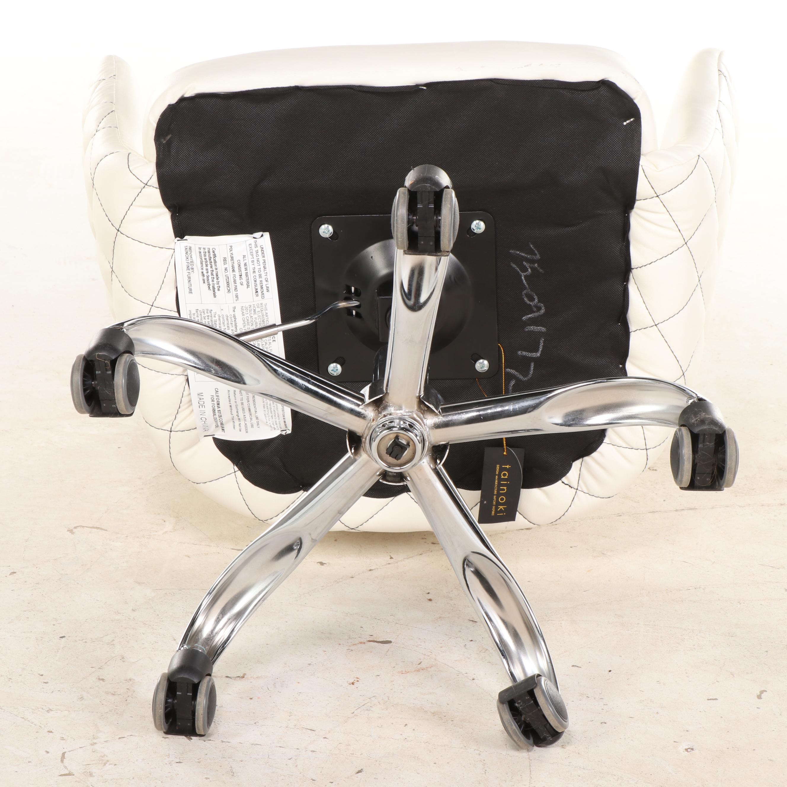 Tainoki Fine Furniture Chrome and Faux-Leather Adjustable Swivel Desk Chair