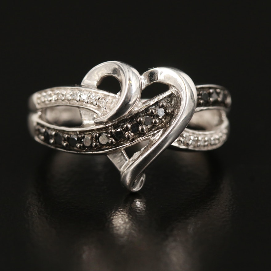 Sterling Diamond Heart Ring