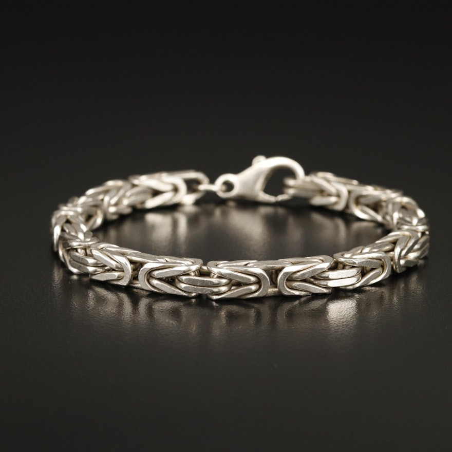 Italian Sterling Square Byzantine Chain Bracelet