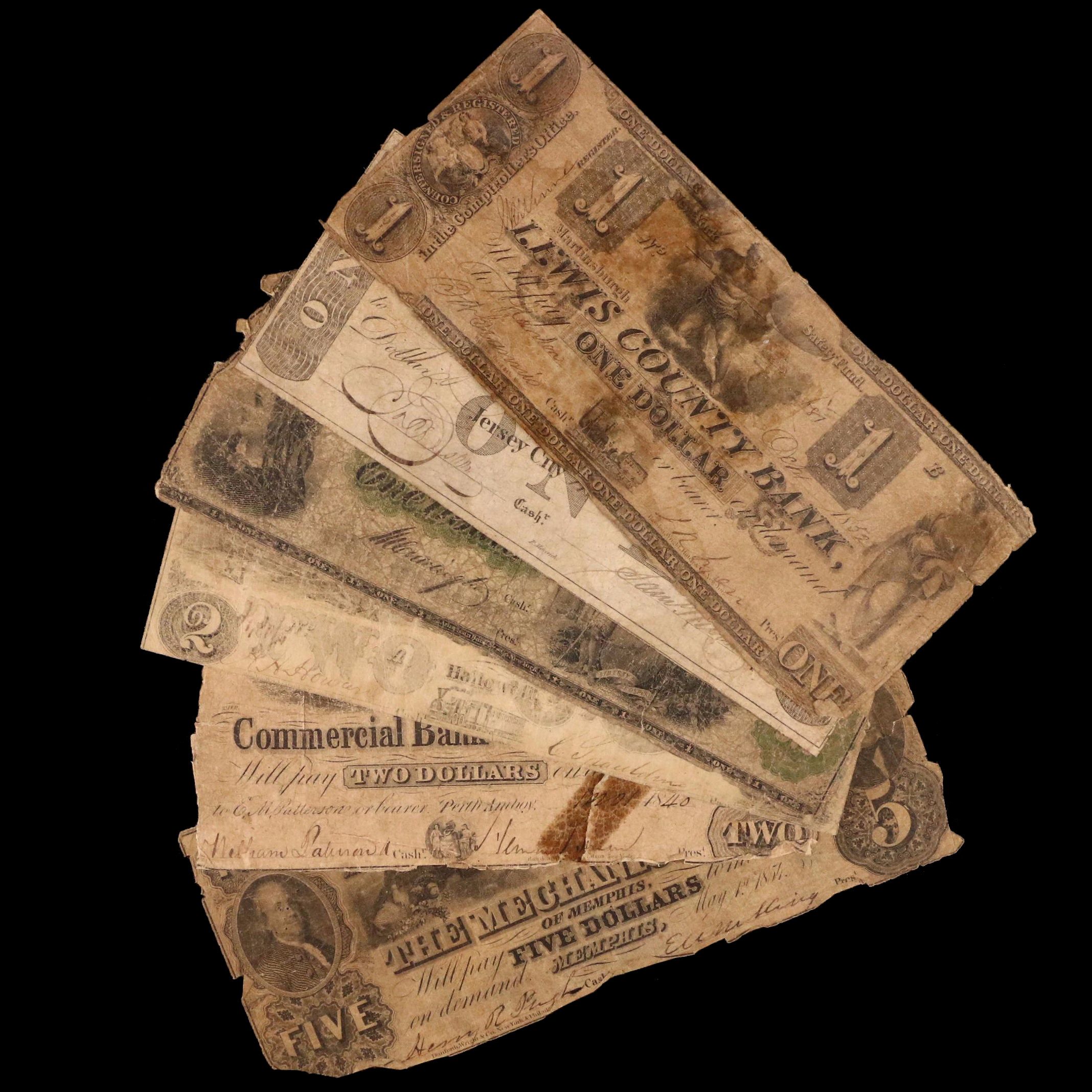 Six Obsolete Currency Notes from the 1800's
