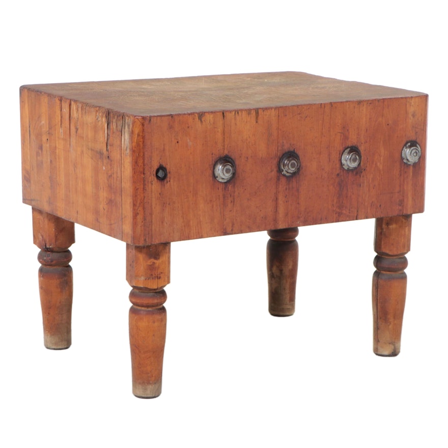 Maple Butcher's Block Table, Early 20th Century