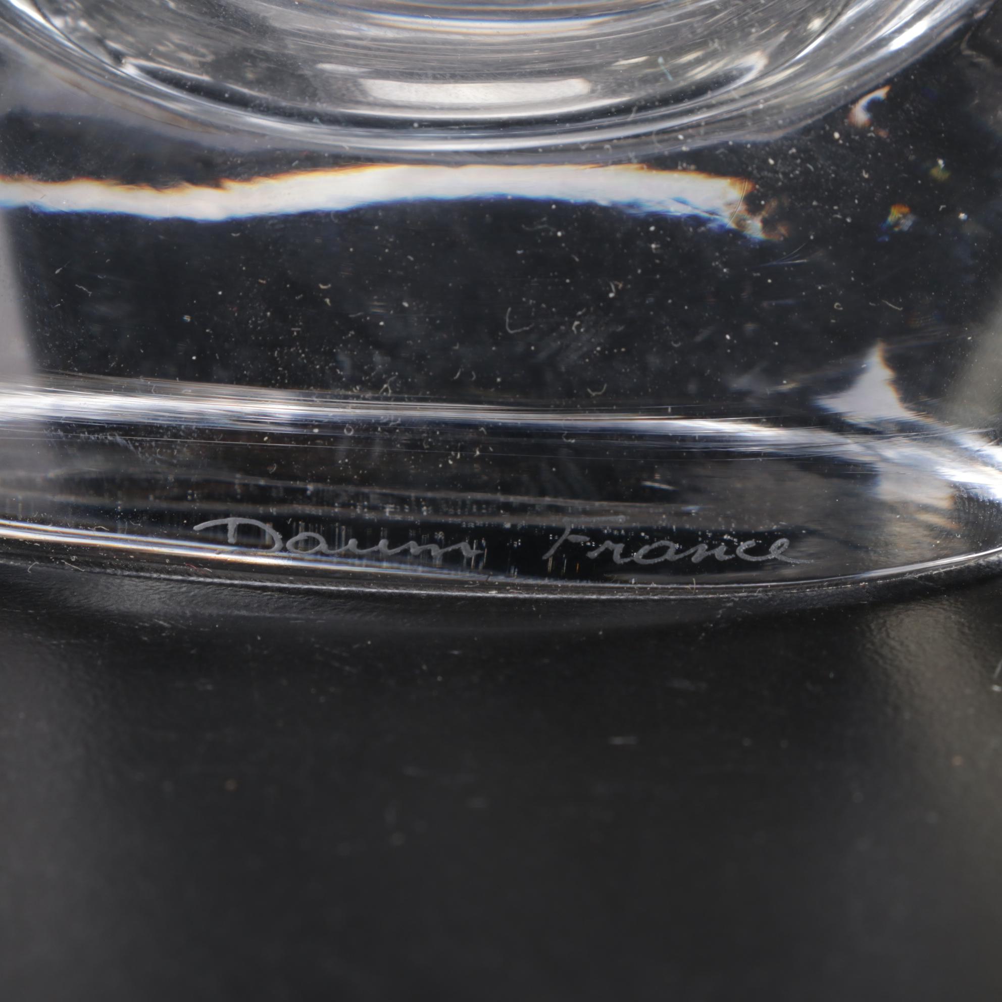 Daum Crystal Owl Figurines Including "Minos," Mid to Late 20th Century