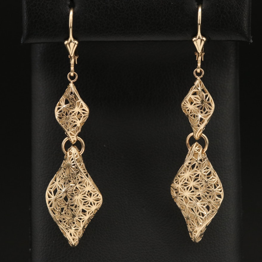 Italian 14K Openwork Drop Earrings