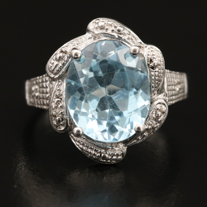 Sterling Topaz, Diamond and Gemstone Ring
