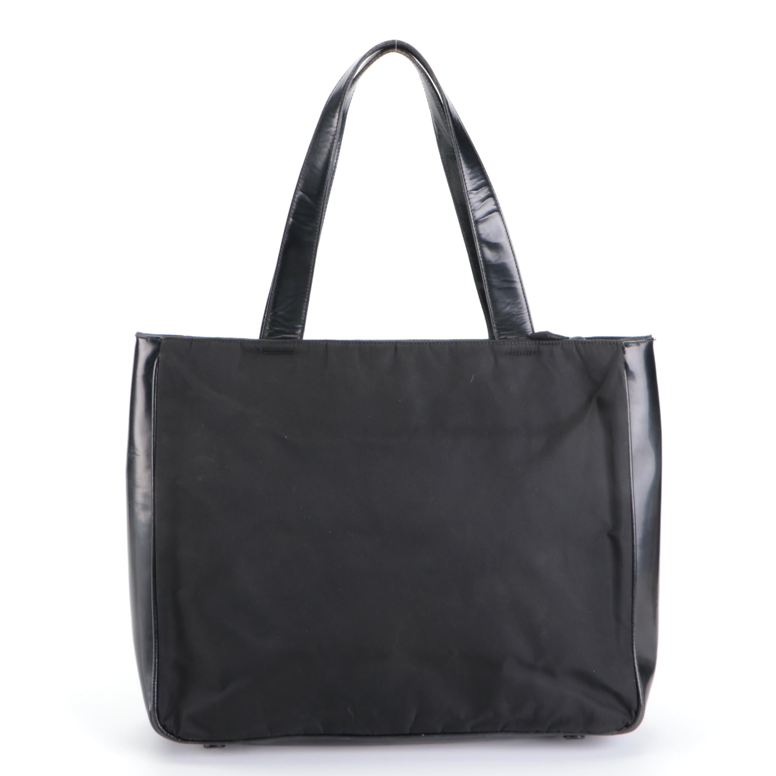 Prada Black Tessuto Nylon and Leather Tote