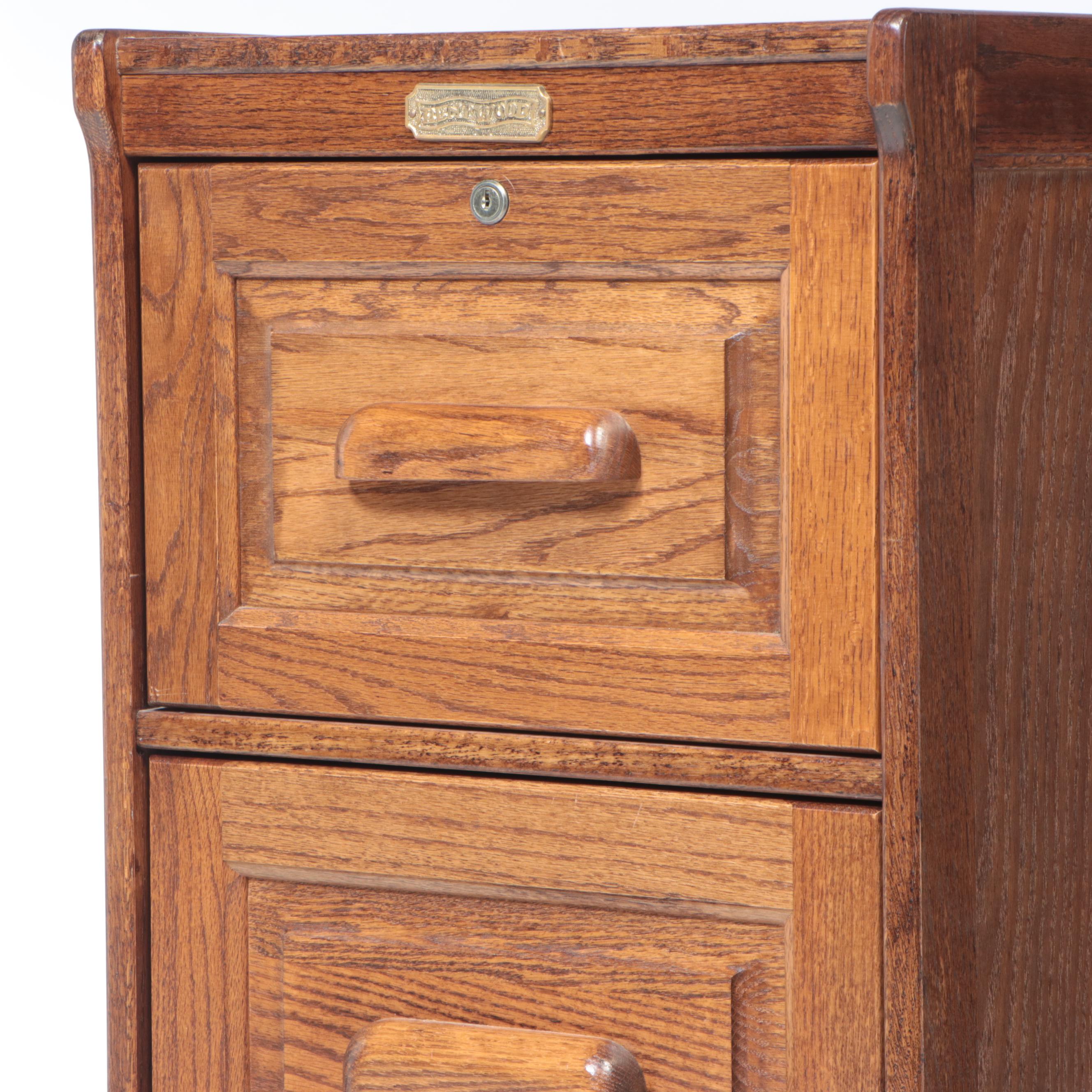 Bentwood Oak Four-Drawer File Cabinet, Late 20th Century