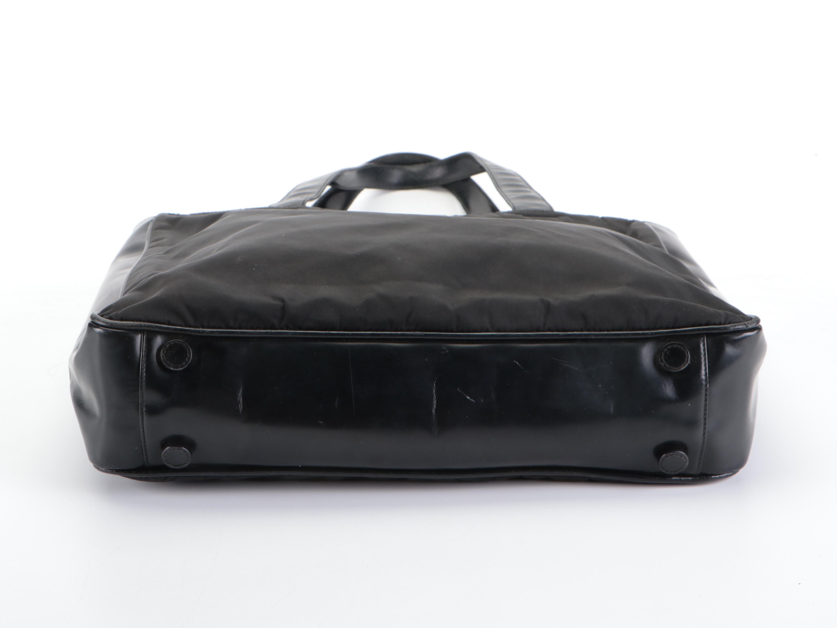 Prada Black Tessuto Nylon and Leather Tote