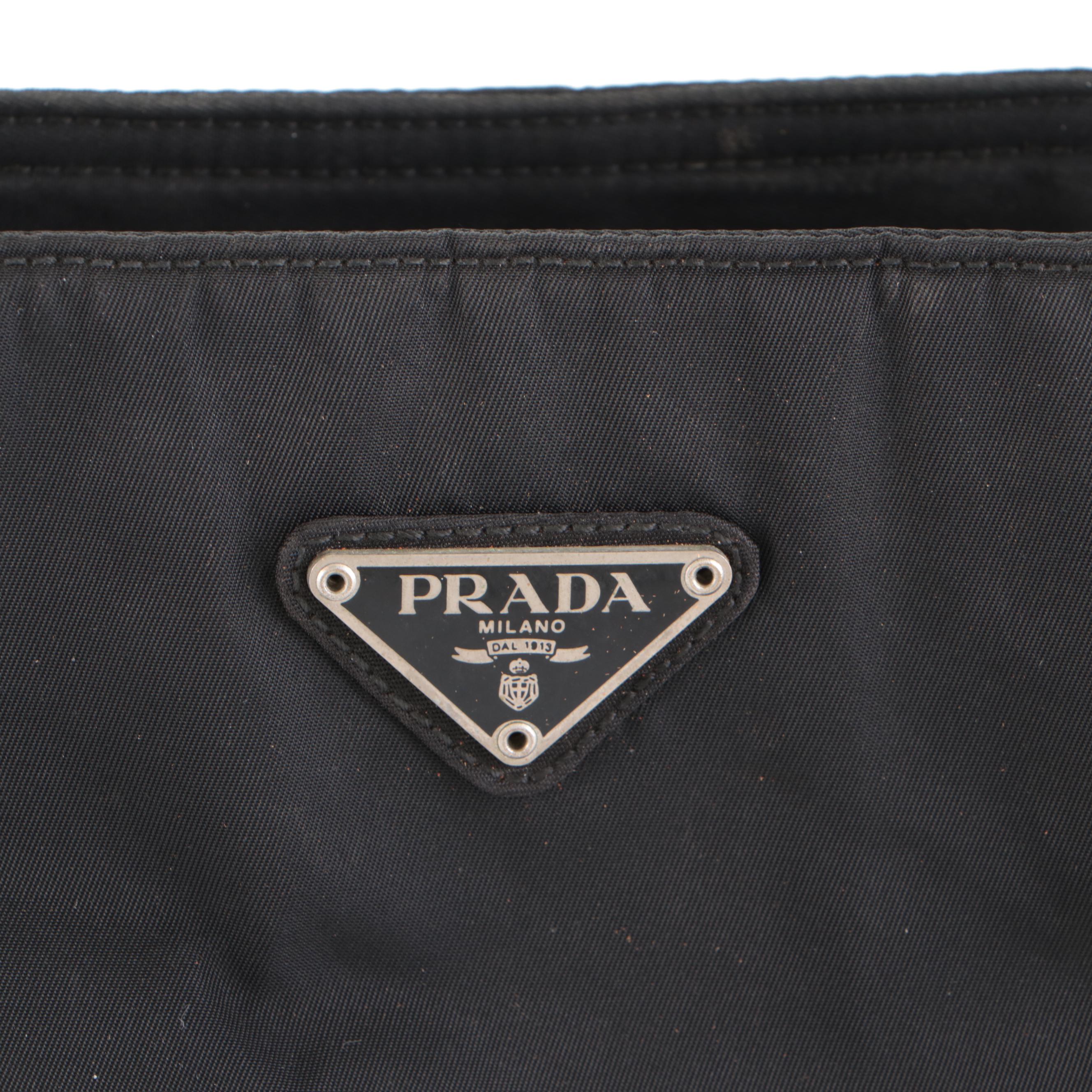 Prada Black Tessuto Nylon and Leather Tote