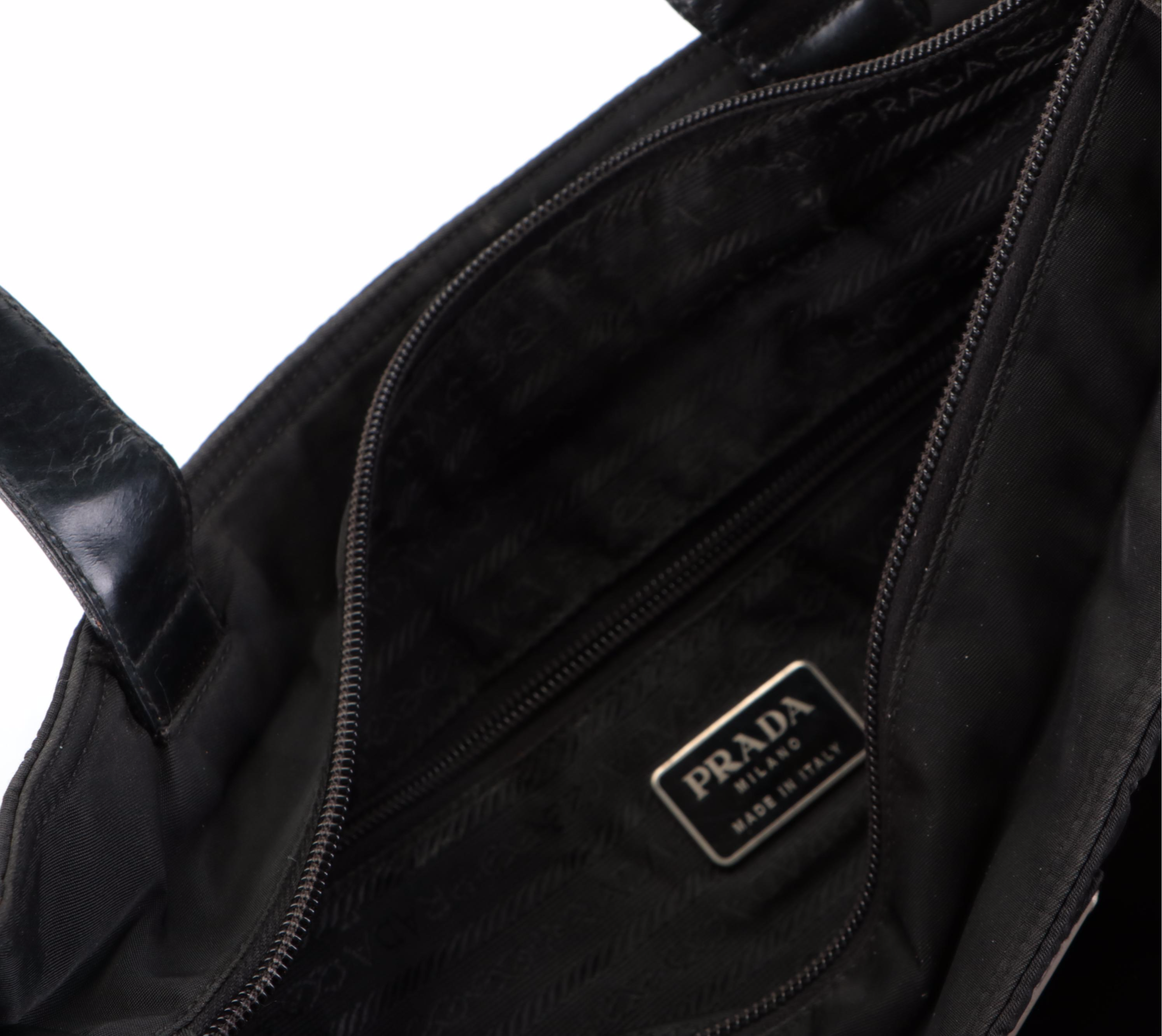 Prada Black Tessuto Nylon and Leather Tote