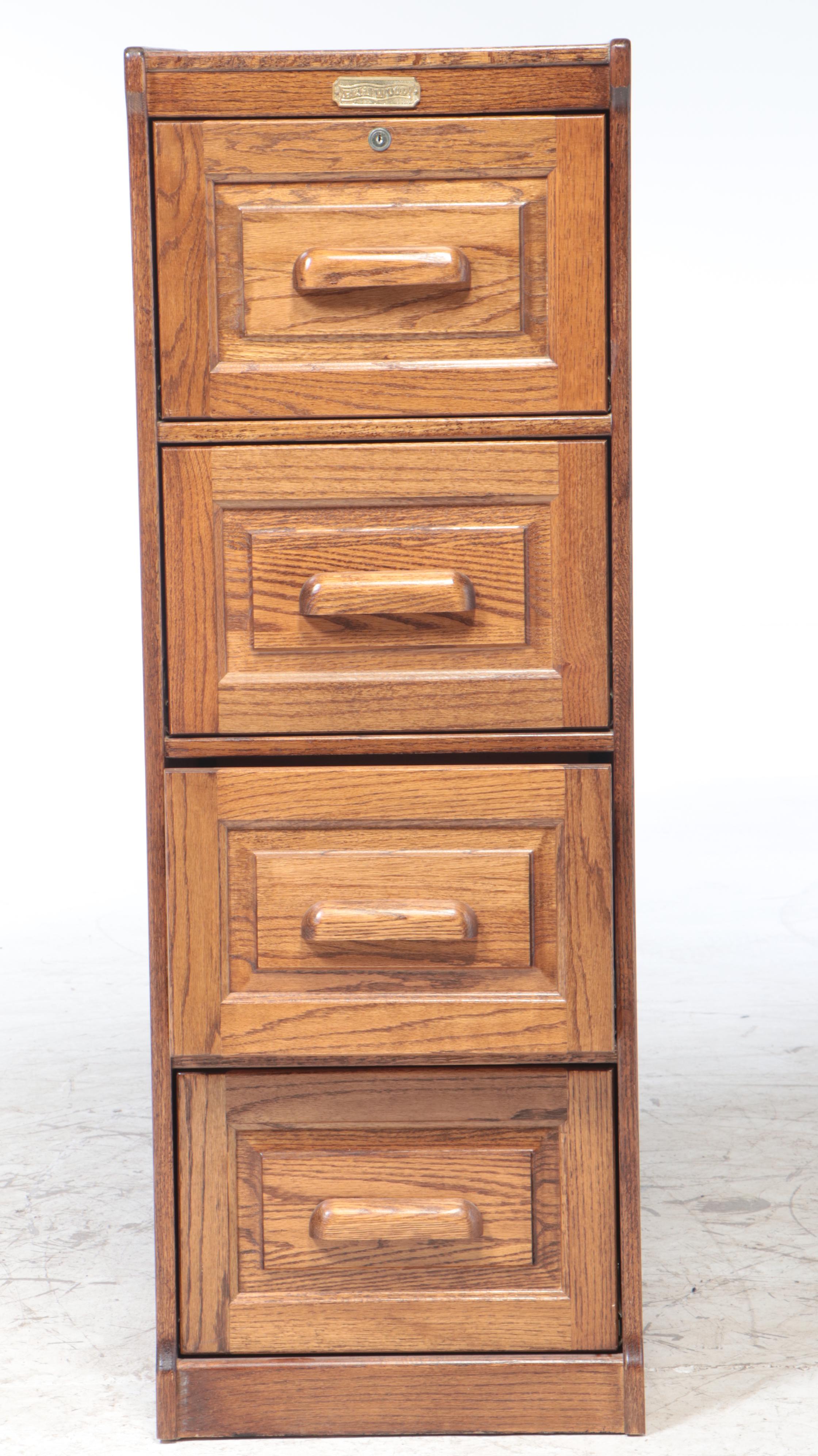 Bentwood Oak Four-Drawer File Cabinet, Late 20th Century