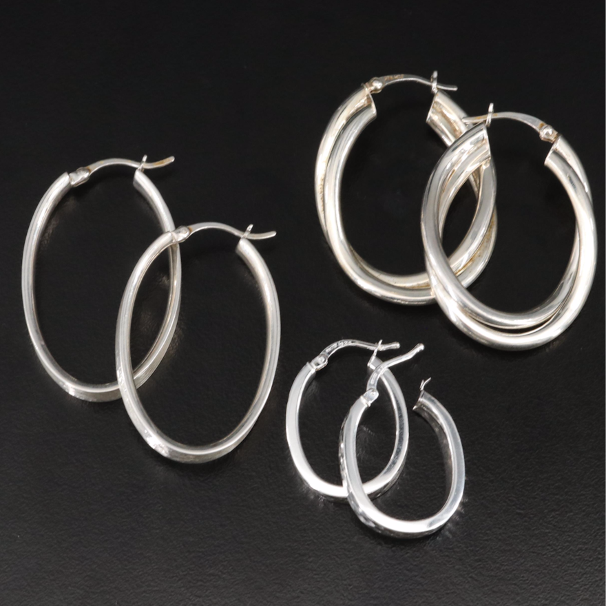 Sterling Oval Hoop Earrings