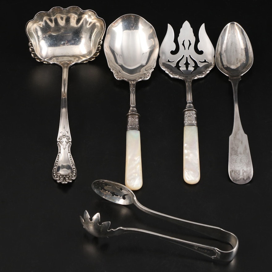 Mechanics Sterling Silver Ladle with Sterling and Coin Silver Tableware