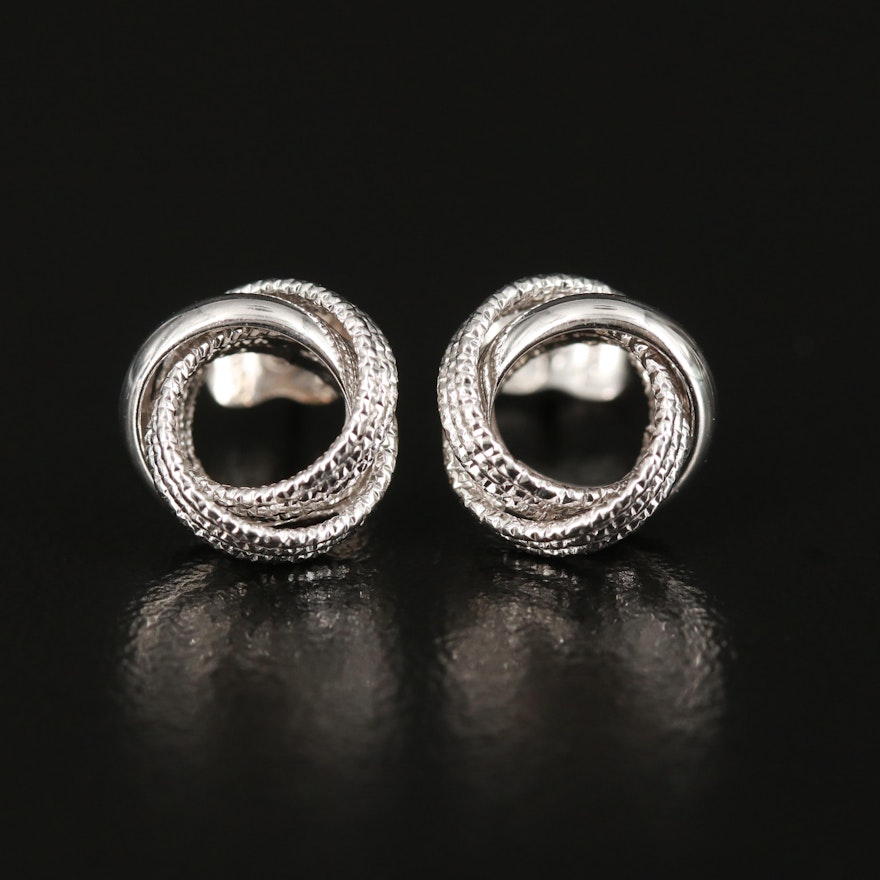 Sterling Textured Knot Earrings