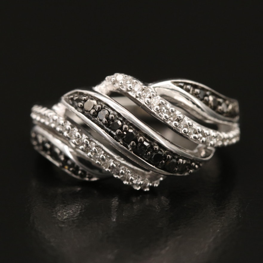 Sterling Diamond Multi-Row Ring