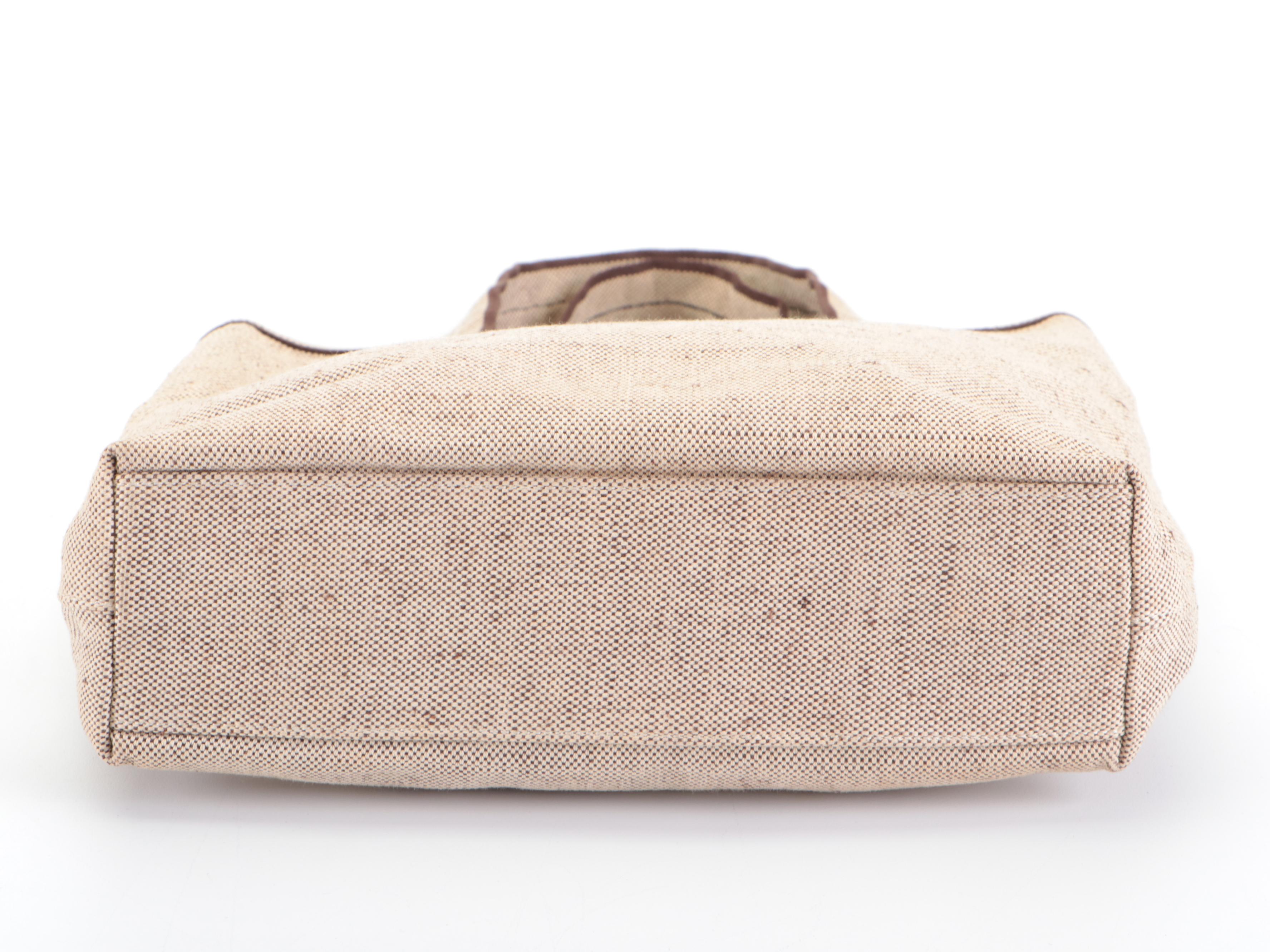 Prada Small Handbag in Bicolor Natural and Dark Brown Canapa Canvas