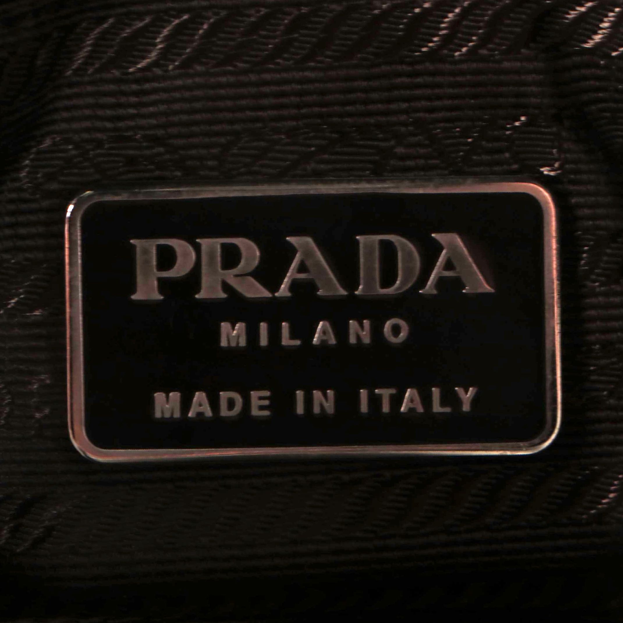 Prada Small Handbag in Bicolor Natural and Dark Brown Canapa Canvas
