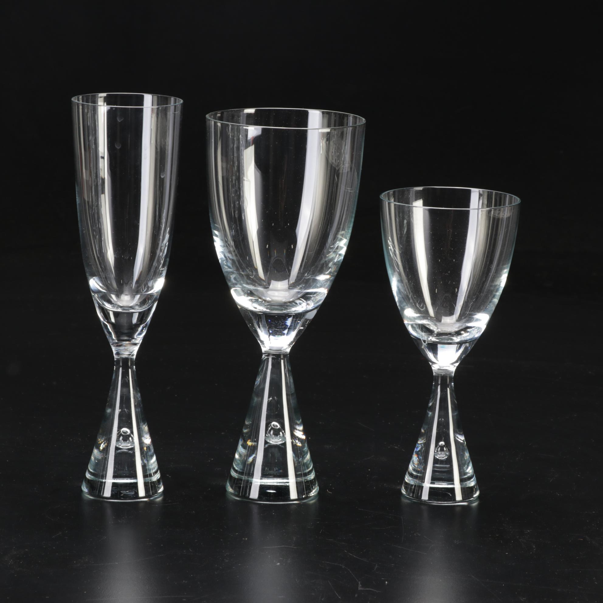 Holmegaard "Princess" Crystal Water Goblets, Champagne Flutes, and Wine Glasses