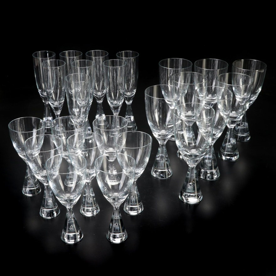 Holmegaard "Princess" Crystal Water Goblets, Champagne Flutes, and Wine Glasses