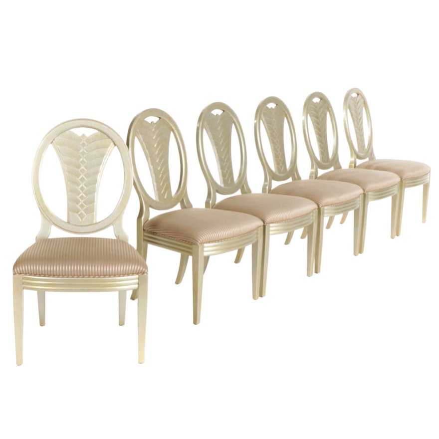 Six Hickory White Oval Back Dining Chairs
