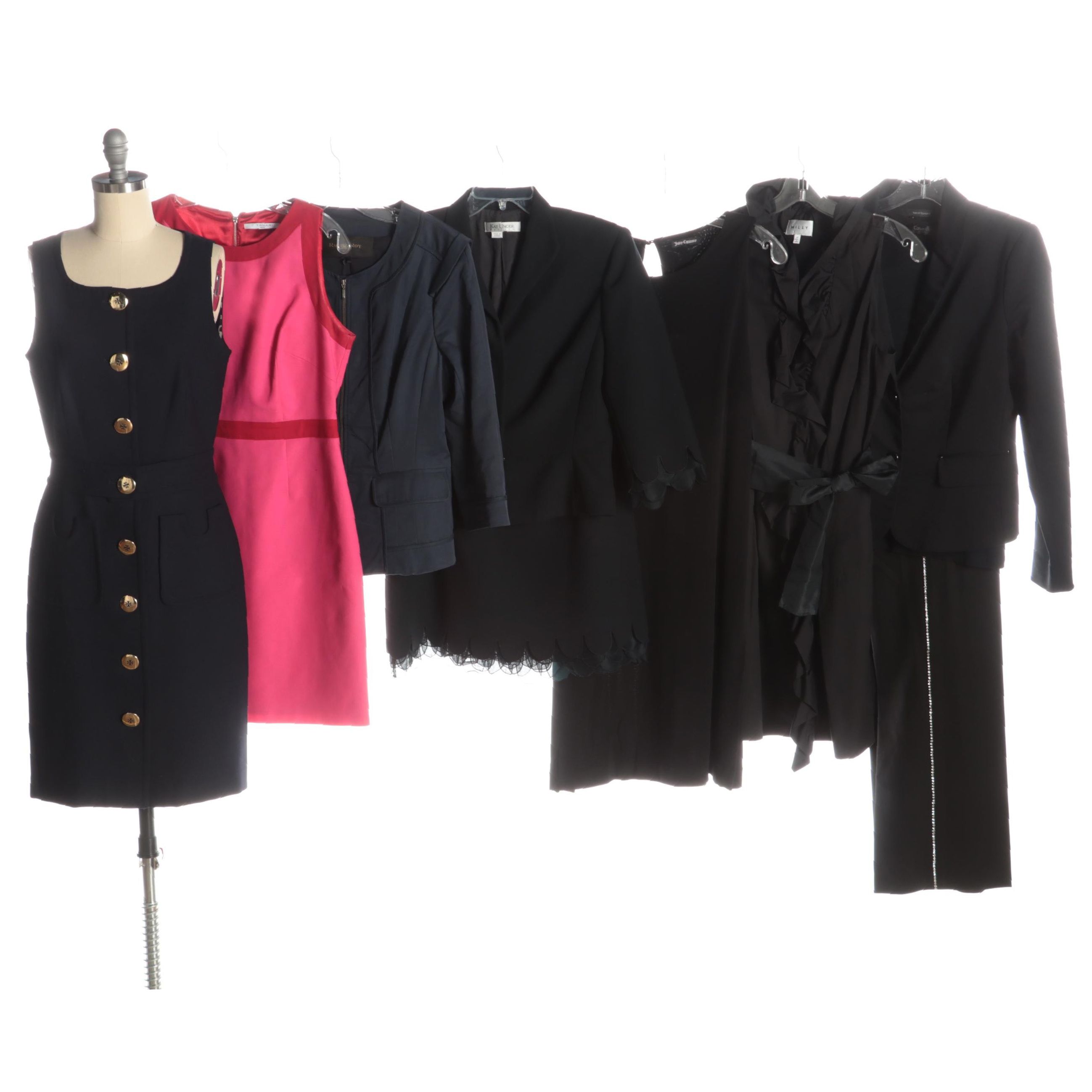 Tory Burch Button-Up Dress, Kay Unger Silk Skirt Suit, Trina Turk Pants and More