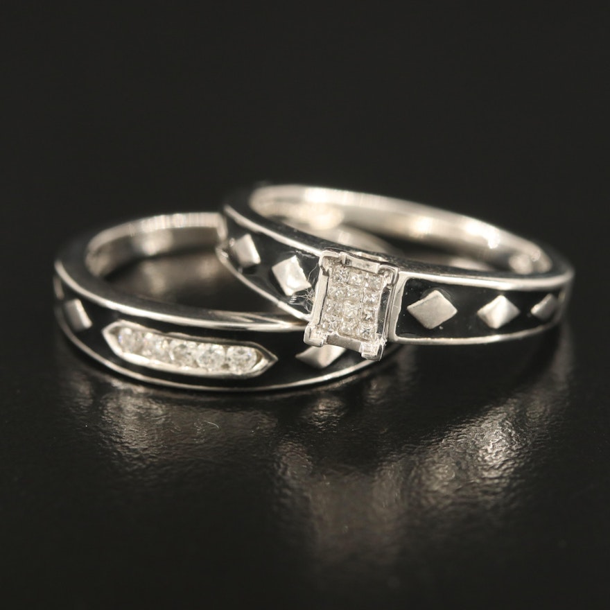 Sterling Diamond Ring and Enhancer Band